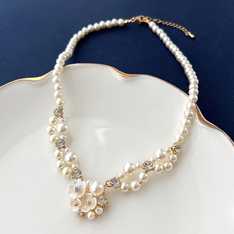 ハンドメイド パール パーティネックレス パール＆ビジュー パーティーネックレス（ネックレス）｜niana