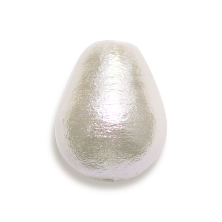 コットンパール(しずく・縦穴） ホワイト 約16×12mm｜パール素材