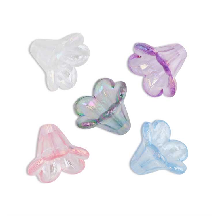 アクリルフラワー ミックス（オーロラBU） 約13×10mm｜樹脂素材パーツ