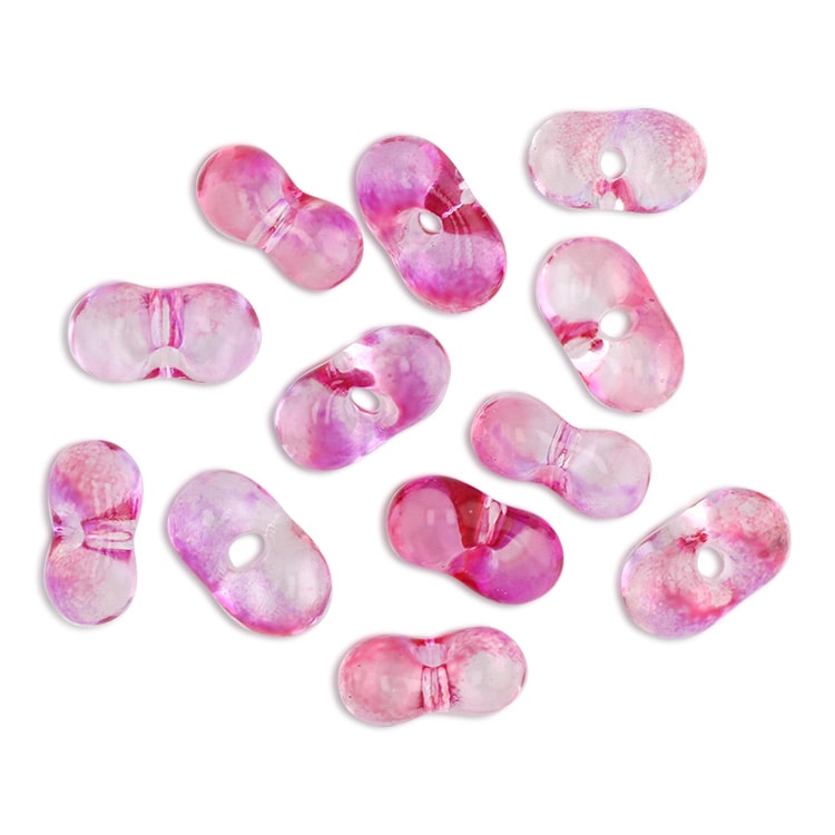 ファルファーレビーズ（クリア系）ローズ×フューシャ 3.2×6.5mm