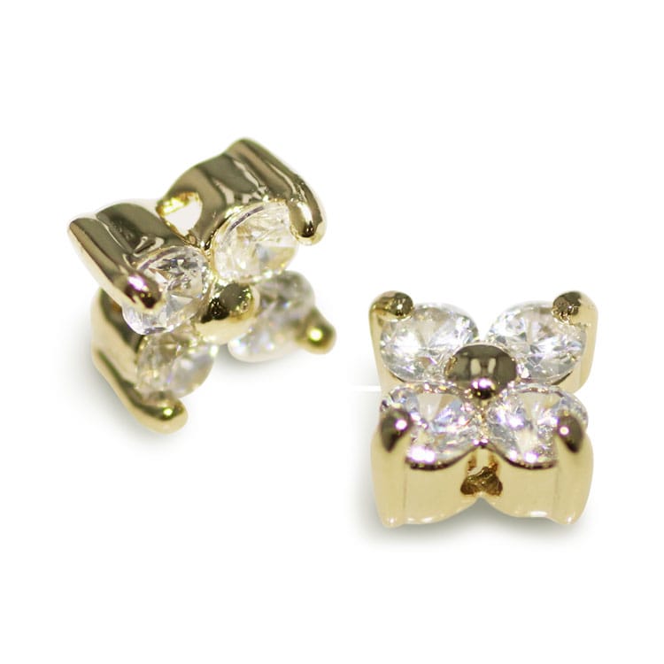 爪付キュービックジルコニア フラワー クリア×G5 4mm｜ハンドメイド