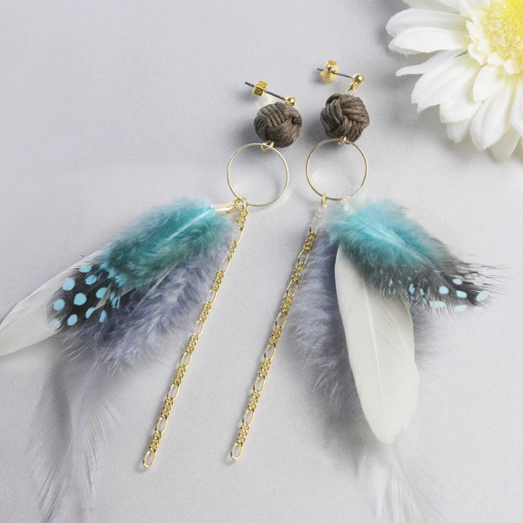 羽根 ニワトリ（天然） 金具付 BR 長さ約10cm｜服飾素材・ハンドメイド