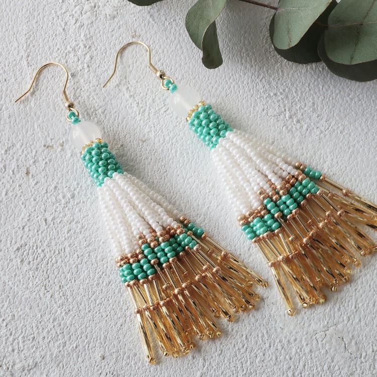 ビーズステッチ ビーズタッセルピアス | ビーズ・パーツなどの