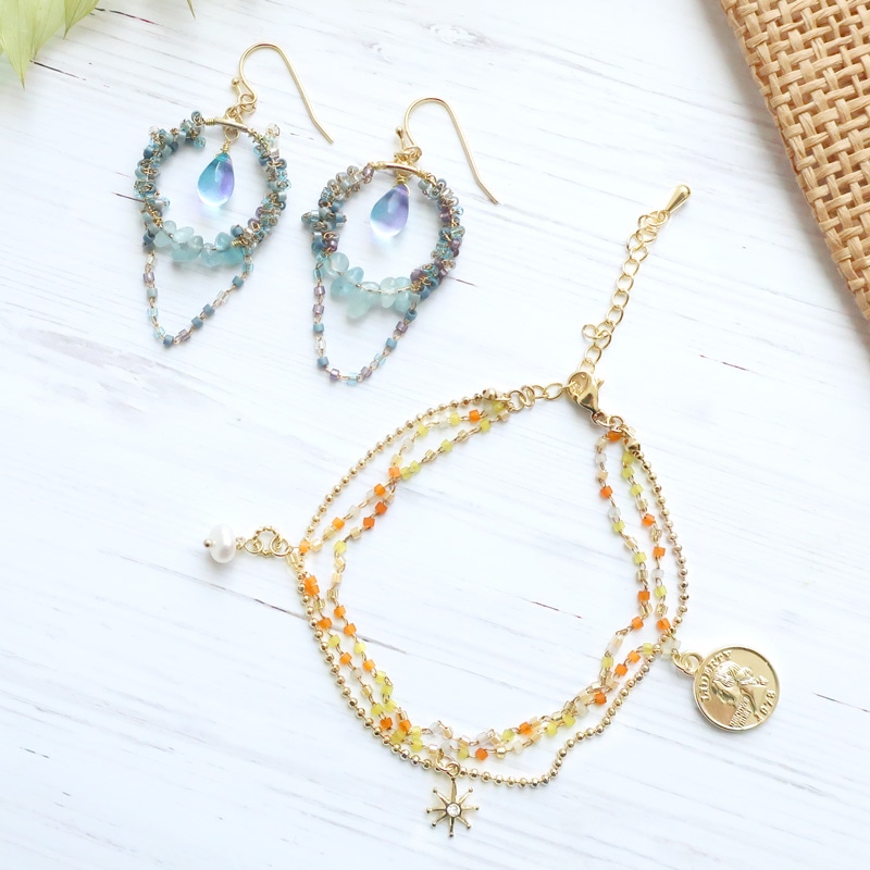 チェコ ドロップ アクア×グレープ 約9×6mm｜チェコガラスビーズ