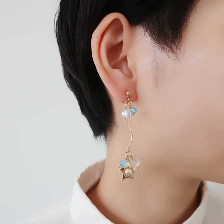 流れ星のネックレス＆ピアス | ビーズ・パーツなどのハンドメイド