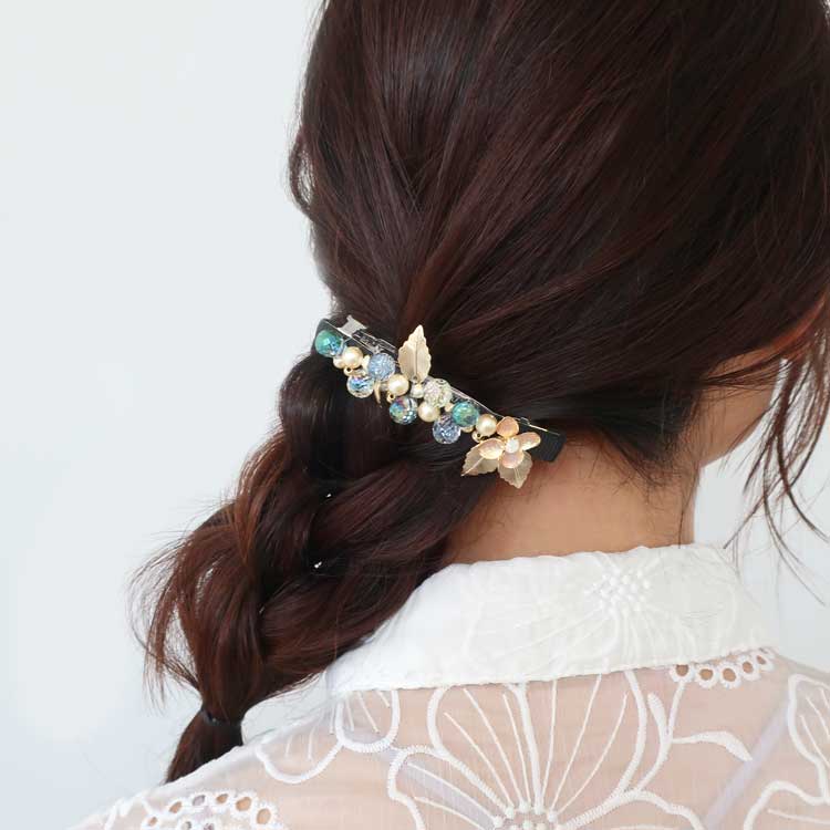 バロックパールのヘアゴムとビジューバレッタ | ビーズ・パーツなどの