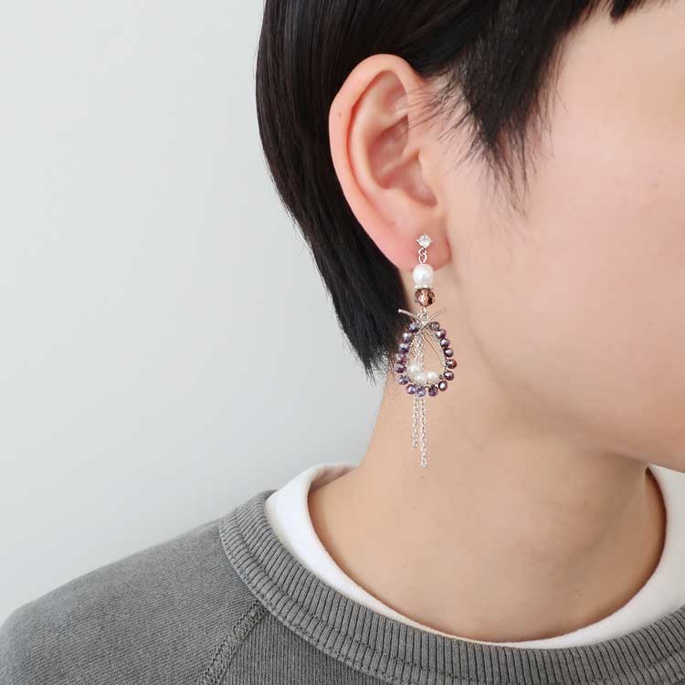 パールとフラワーのイヤリング＆パールとガラスのピアス | ビーズ