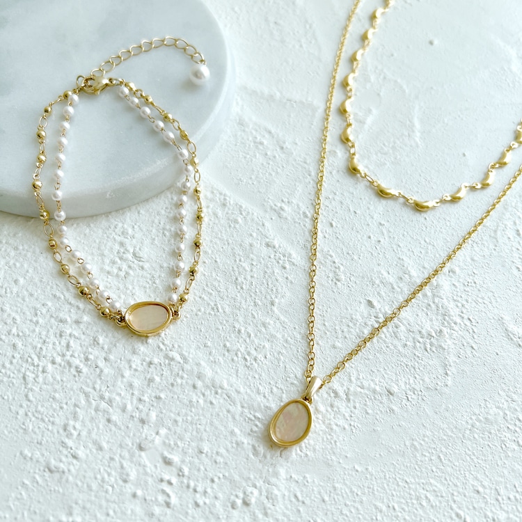 2連チェーンのネックレスとブレスレット | ビーズ・パーツなどの