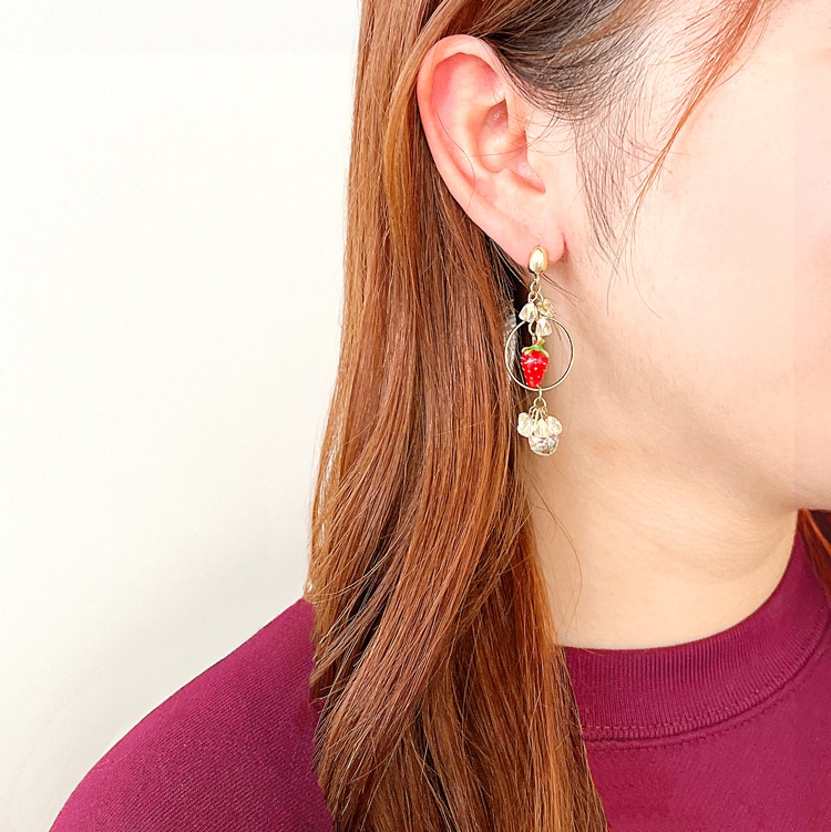 ストロベリーピアス＆レジンで作る フルーツパンケーキキーホルダー