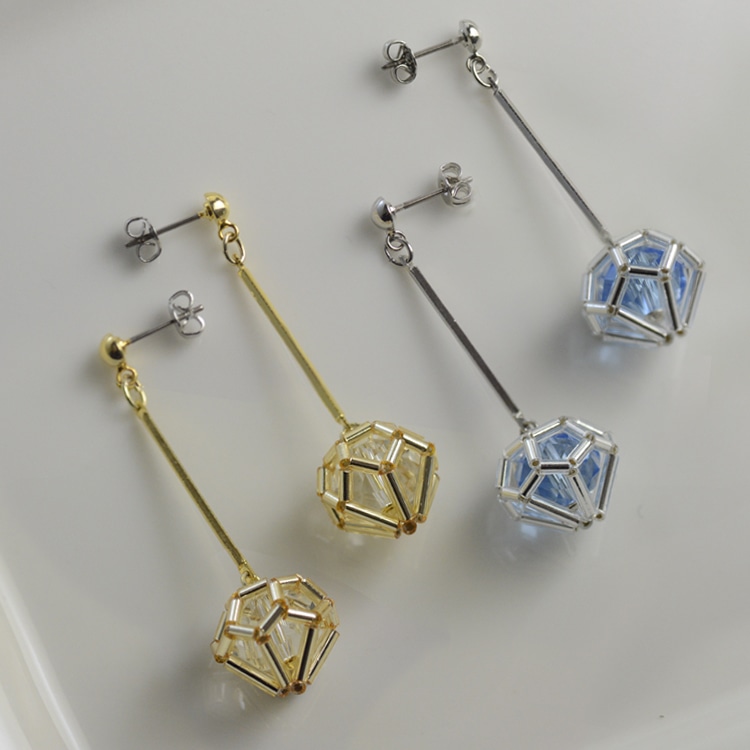 ジオメトリックピアス《ダイヤ》 | ビーズ・パーツなどのハンドメイド