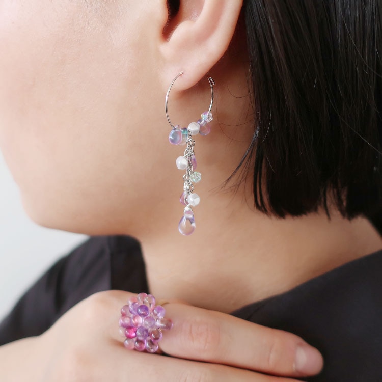 No.452 チェコドロップビーズのピアス ハンドメイド チェコビーズのドロップピアス | ビーズ・パーツなどのハンドメイド