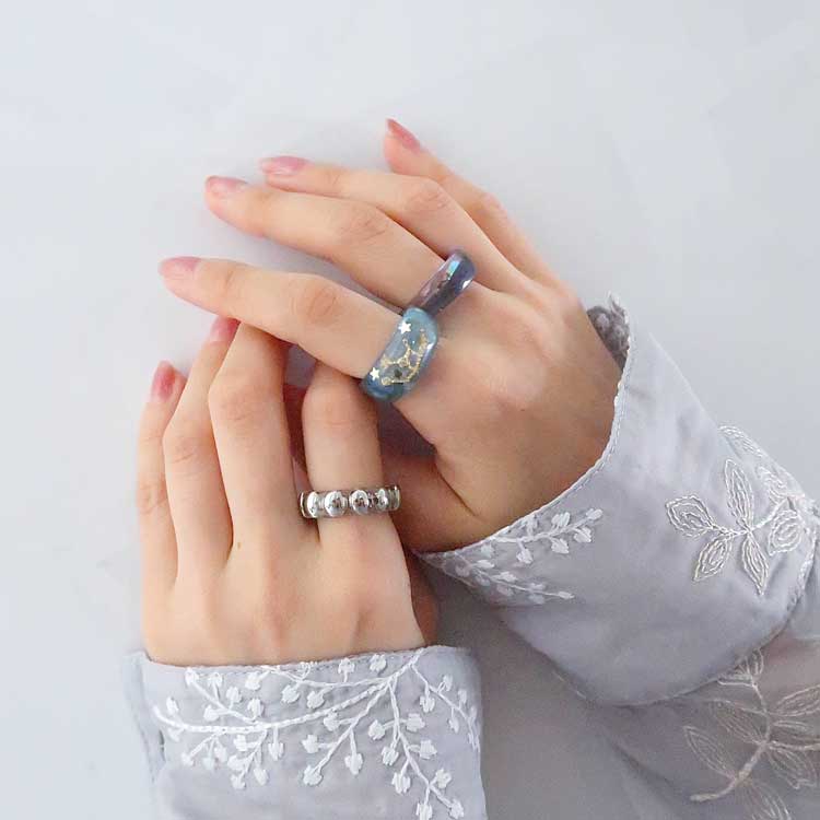 レジンで作る リング3点セット | ビーズ・パーツなどのハンドメイド