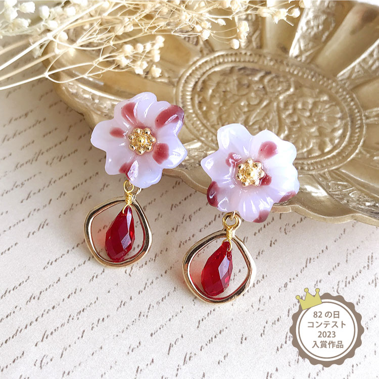 大人フェミニンなフラワーピアス | ビーズ・パーツなどのハンドメイド